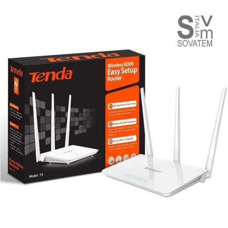 ROUTER TENDA F3 N300 WI-FI 300 Mbps a 2.4 GHz, 10-100MB WIRELESS ON/OFF WPS 486622391TENDA